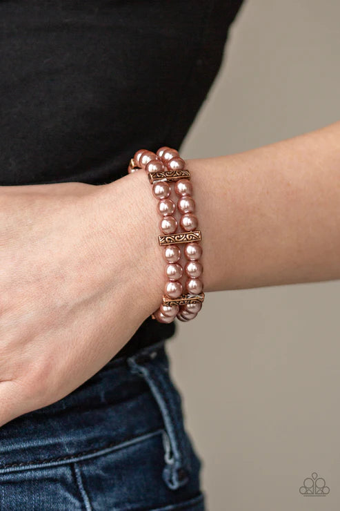 Modern Day Mariner - Copper Pearl Joined Gunmetal Fittings Decorative Coalescing Bracelet B#3619