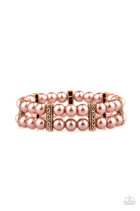 Modern Day Mariner - Copper Pearl Joined Gunmetal Fittings Decorative Coalescing Bracelet B#3619