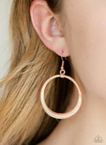 Modern Shimmer - Rose Gold Metallic Shimmer Hammered Earrings E#4072