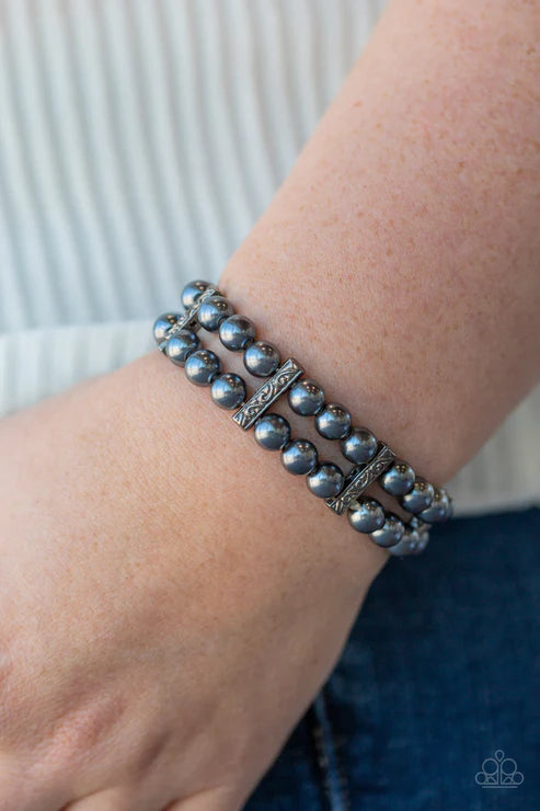 Modern Day Mariner - Black Pearl Joined Gunmetal Fittings Decorative Coalescing Bracelet B#7198