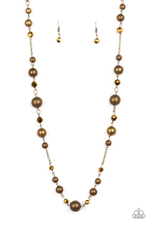 Modernly Majestic - Brass Aurum Crystal Necklace N#5636