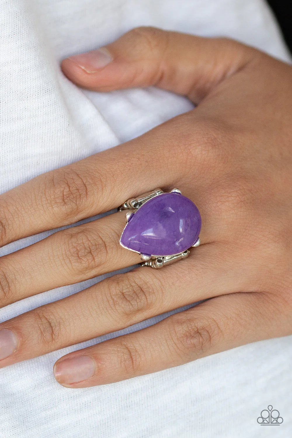 Mojave Minerals - Oversized Purple Tranquil Nestled Stone Teardrop Ring R#7154