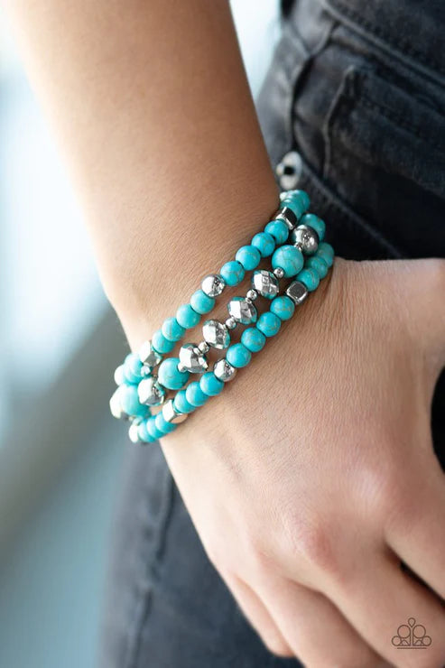 Mountain Artist - Blue Stone Faceted Shimmer Accent Bracelet Stack B#3404