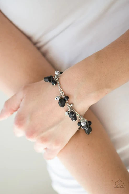 Mountain Mamba - Matte Black Pebble Stone Fringe Bracelet B#6221