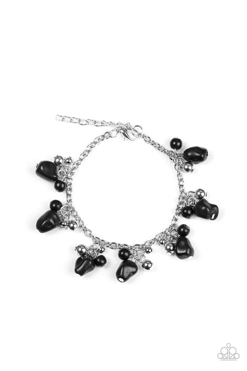 Mountain Mamba - Matte Black Pebble Stone Fringe Bracelet B#6221