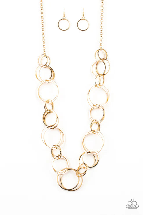 Natural-Born RINGLEADER - Oversized Gold Connected Hoop Ring Necklace N#4669