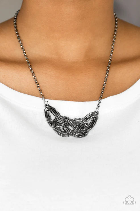 Nautically Naples - Black Knotted Chain Industrial Necklace N#4519
