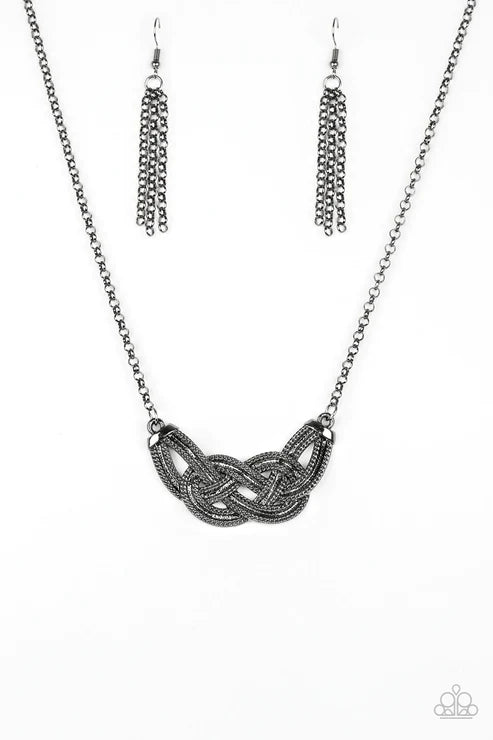 Nautically Naples - Black Knotted Chain Industrial Necklace N#4519
