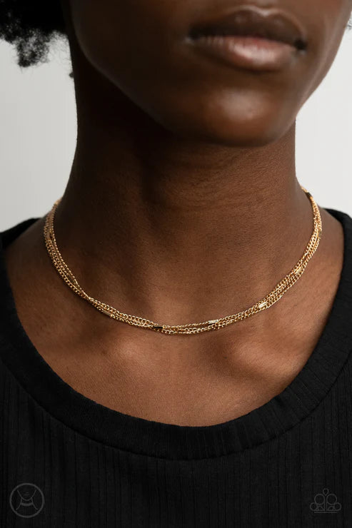 Need I SLAY More - Gold Shimmer Beaded Chain Choker Necklace N#4561