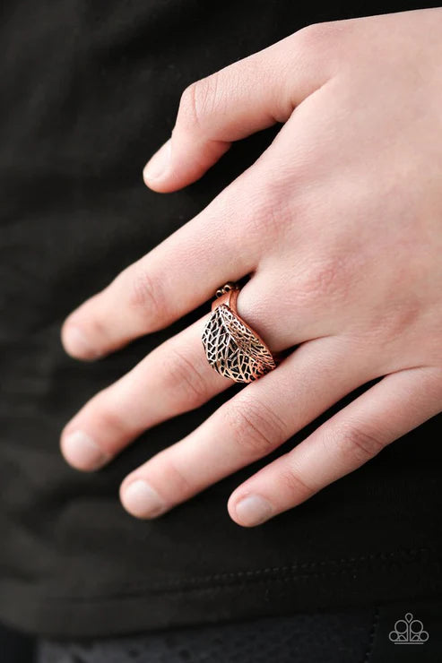 Never LEAF Me - Copper 3D Leaf Ring R#5994