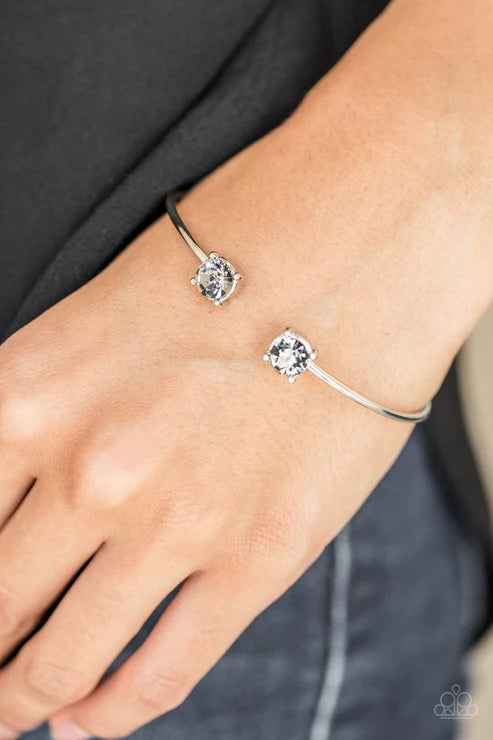 New Traditions - Smoky Silver Gem Curled Cuff Bracelet B#6610