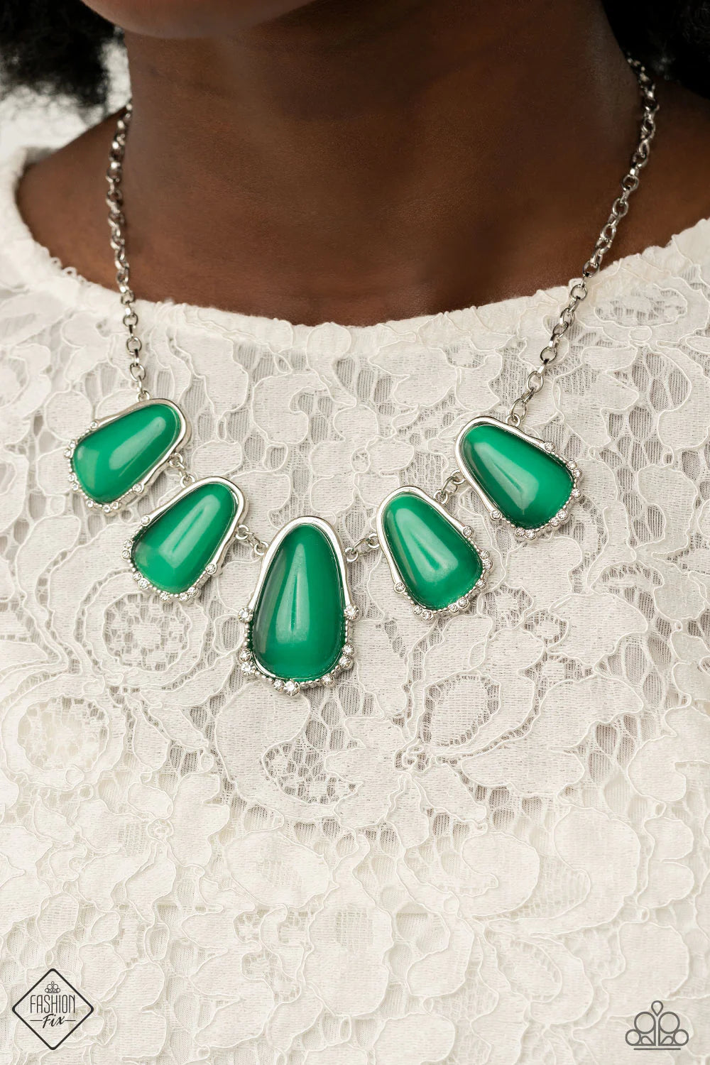 3-Piece Oversized Mint Green Cat's Eye Moonstone Asymmetrical Sporadically Dotted Ethereal Teardrop Set SET#7129