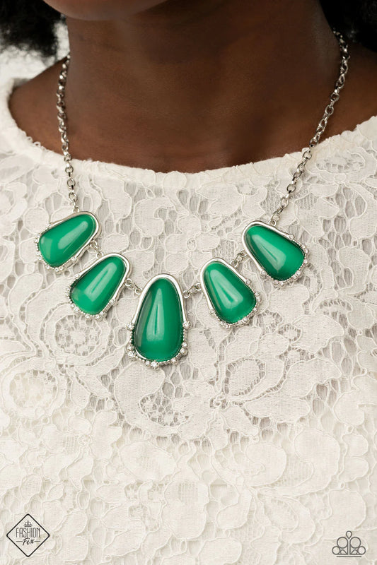 3-Piece Oversized Mint Green Cat's Eye Moonstone Asymmetrical Sporadically Dotted Ethereal Teardrop Set SET#7129
