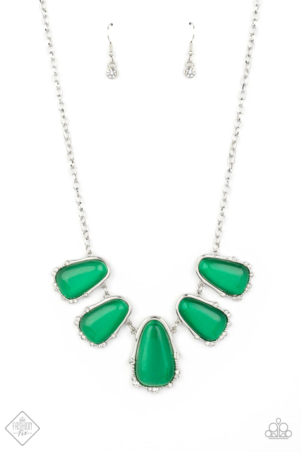 3-Piece Oversized Mint Green Cat's Eye Moonstone Asymmetrical Sporadically Dotted Ethereal Teardrop Set SET#7129