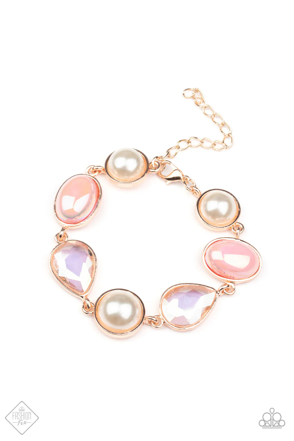 3-Piece Rose Gold Pale Rosette Pearl Iridescent Teardrop Ethereal Set SET#7127