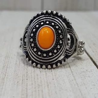 Oasis Moon - Orange Round Studded Ring R#6369