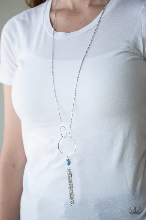 Offshore Odyssey - Blue Infused Duo Hoop Tassel Necklace N#6567