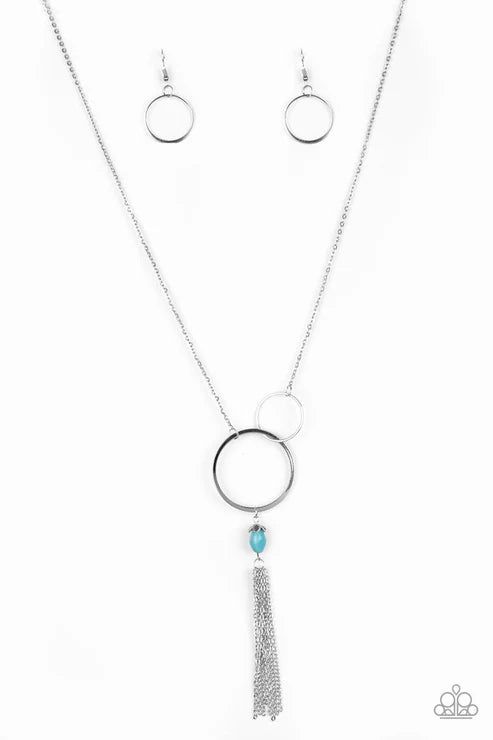 Offshore Odyssey - Blue Infused Duo Hoop Tassel Necklace N#6567