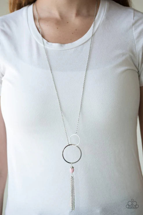 Offshore Odyssey - Pink Infused Duo Hoop Tassel Necklace N#6250
