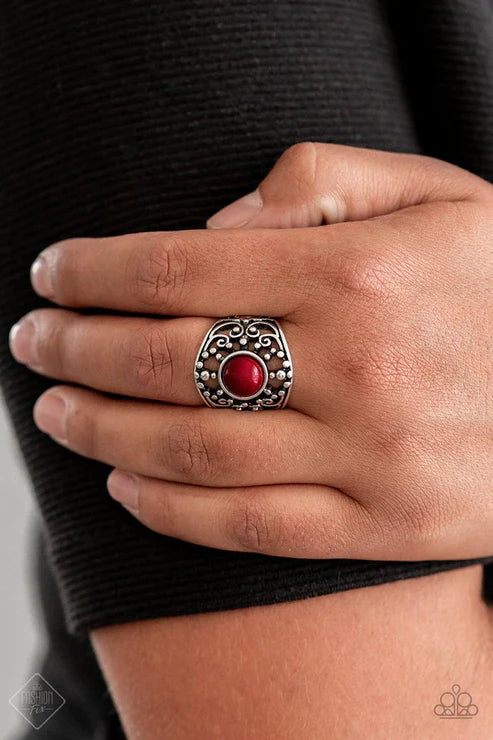 On An Adventure - Red Filigree Ring R#3642