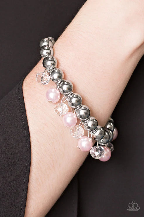 Once In A Millennium - Pink Pearl Crystal Bracelet B#6171