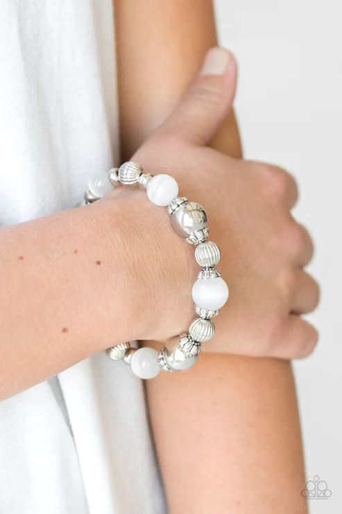 Once Upon A MARITIME - White Cat's Eye Moonstone Accent Bracelet B#5674