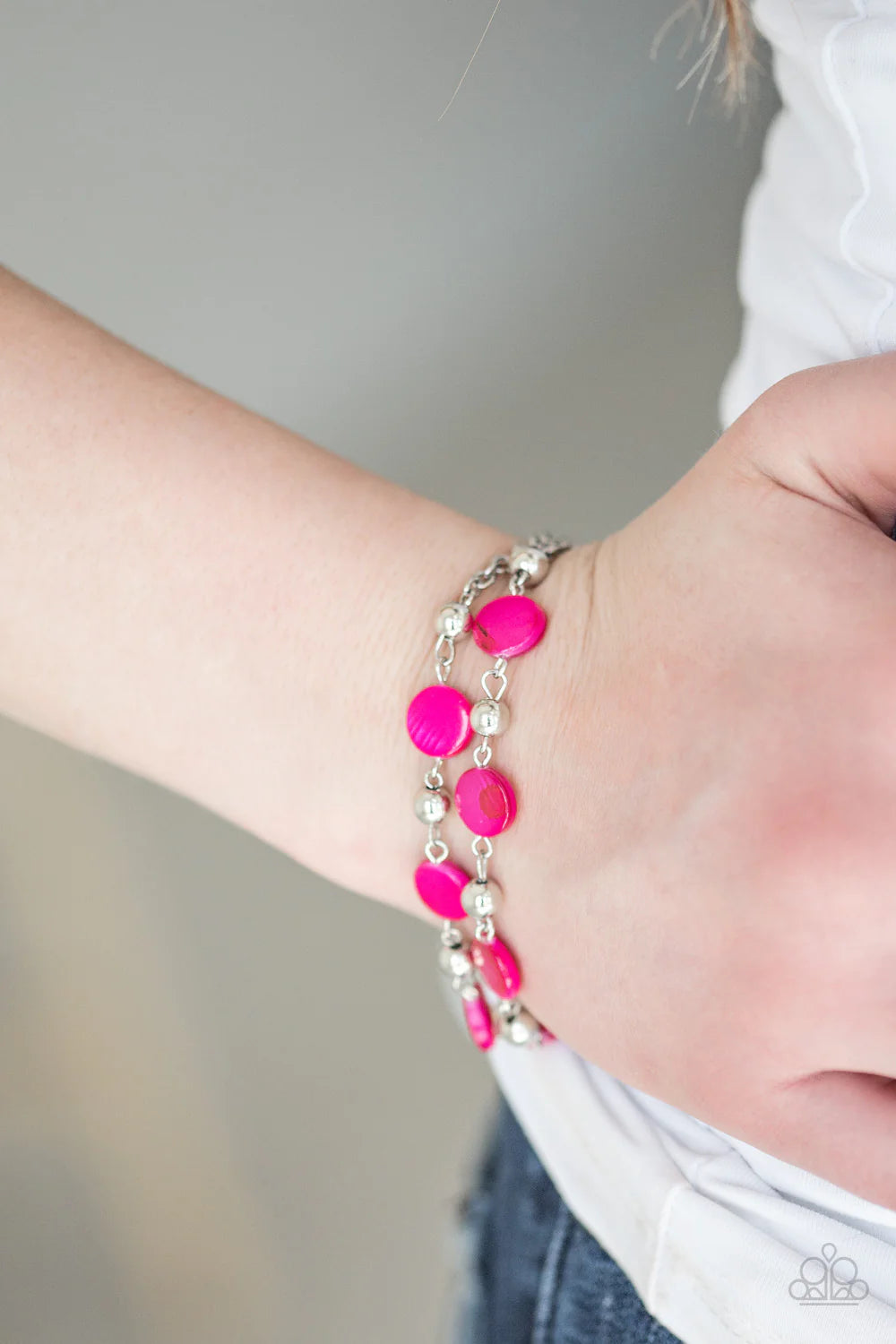 One BAY At A Time - Pink Shell Shimmer Iridescent Bracelet B#7046
