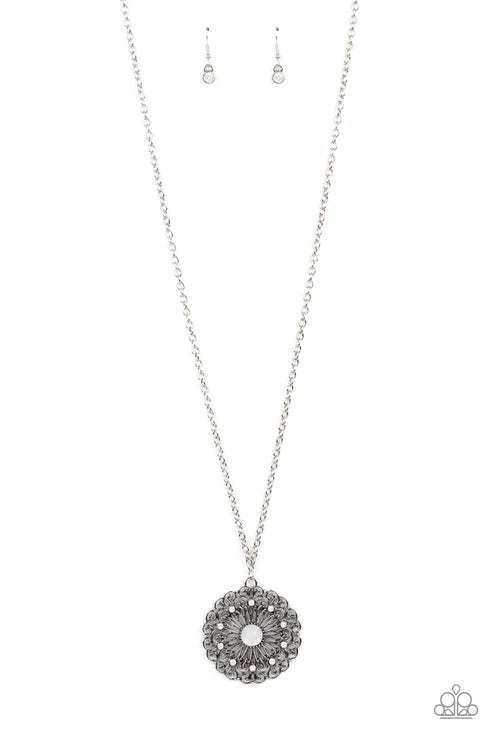 Opal Gardens - Oversized White Opalescent Opal 3D Floral Petal Bloom Necklace N#162