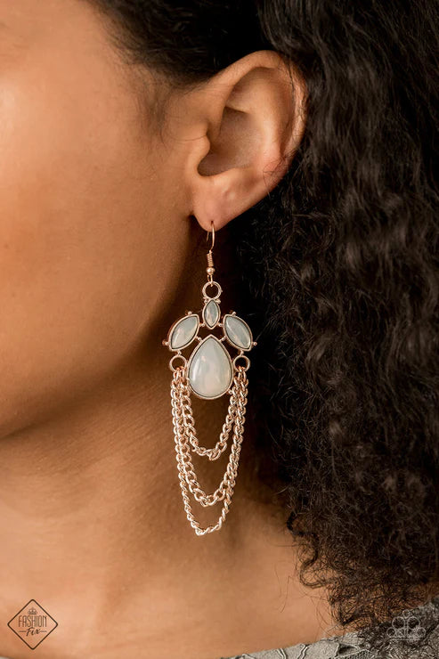 Opalescence Essence - Oversized Opalescent Rose Gold Draped Earrings E#2186