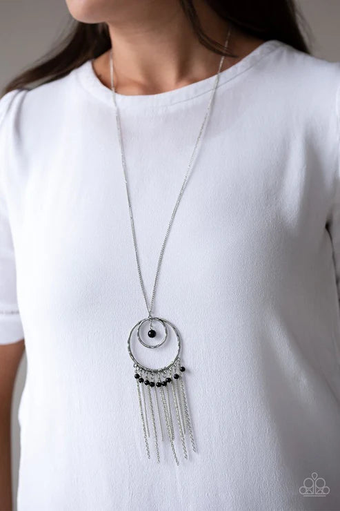 Out Of Bounds Shimmer - Black Tassel Fringe Necklace N#6268