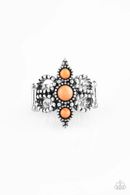 Outback Oasis - Orange Frilly Studded Texture Stone Ring R#6593