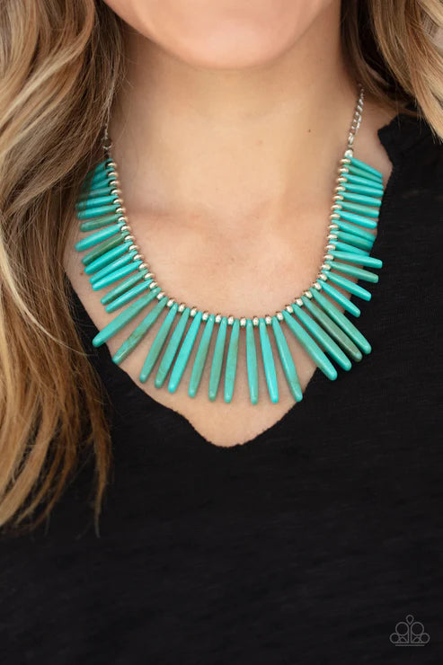 Out of My Element - Blue Smoky Ombre Flanked Rod Fringe Necklace N#4174
