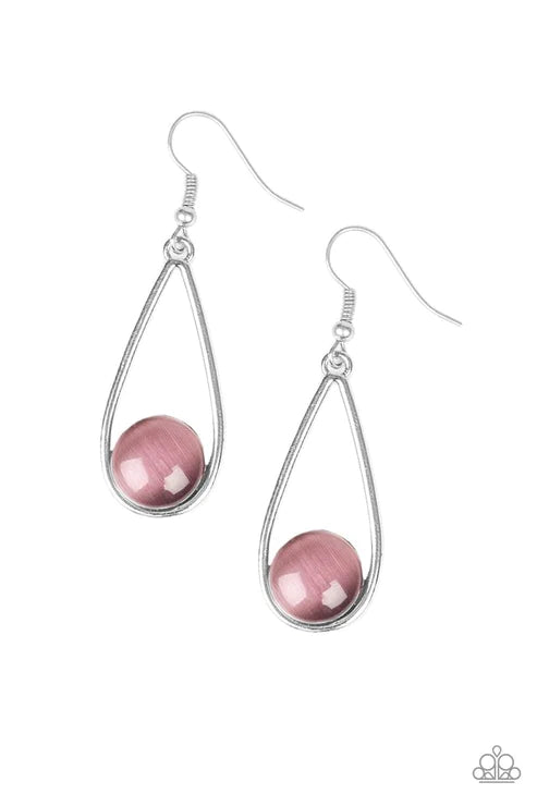 Over The Moon - Purple Airy Nestled Cat's Eye Moonstone Teardrop Earrings E#5611