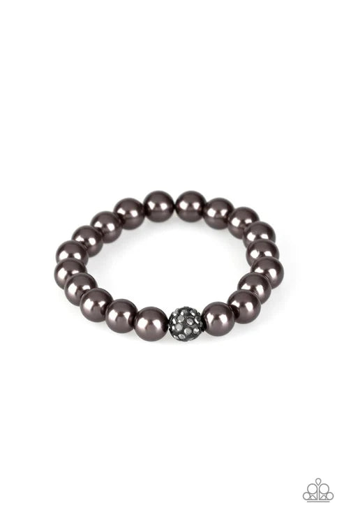 POSHing Your Luck - Black Pearl Hematite Encrusted Bracelet B#6405