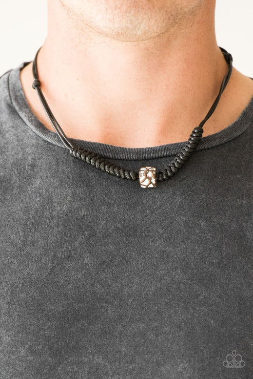 Pacific Pioneer - Black/Brown Wooden Knotted Cord Accent Button Loop Closure Urban Necklace N#6230