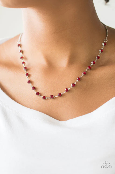 Party Like A Princess - Red Connected Gem Necklace N#6046