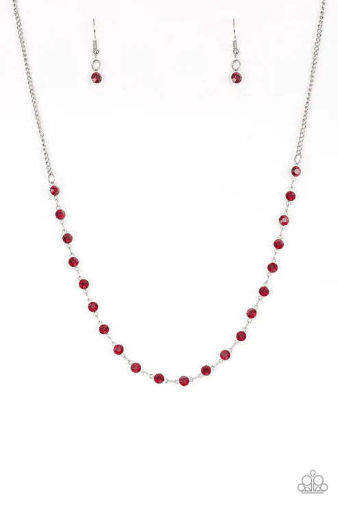 Party Like A Princess - Red Connected Gem Necklace N#6046