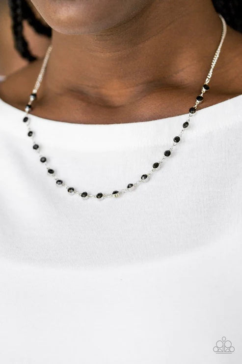 Party Like A Princess - Black Connected Gem Necklace N#6848