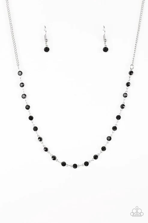Party Like A Princess - Black Connected Gem Necklace N#6848