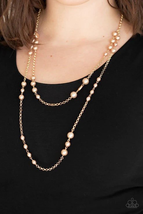 Pearl Promenade - Gold Trickle Pearl Duo Chain Necklace N#5532