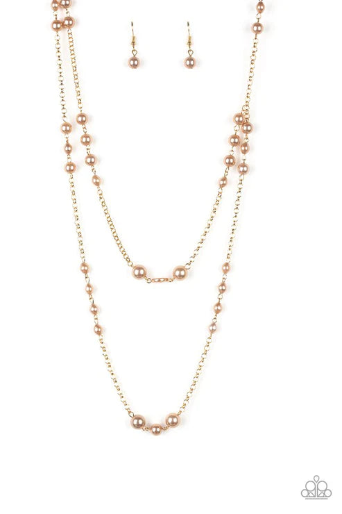 Pearl Promenade - Gold Trickle Pearl Duo Chain Necklace N#5532