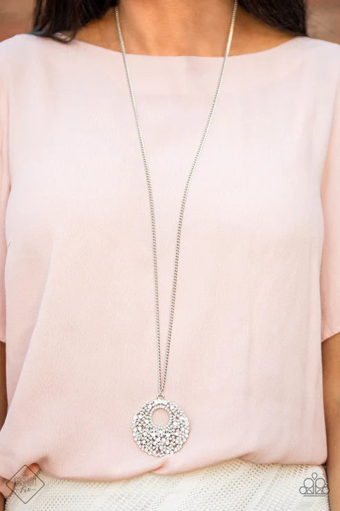 Pearl Panache - White Pearl Encrusted Scatter Circular Necklace N#6710