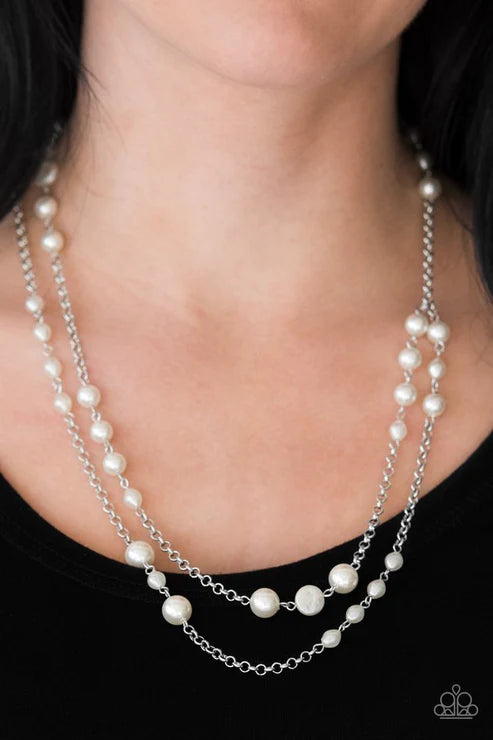 Pearl Promenade - White Trickle Pearl Duo Chain Necklace N#6826