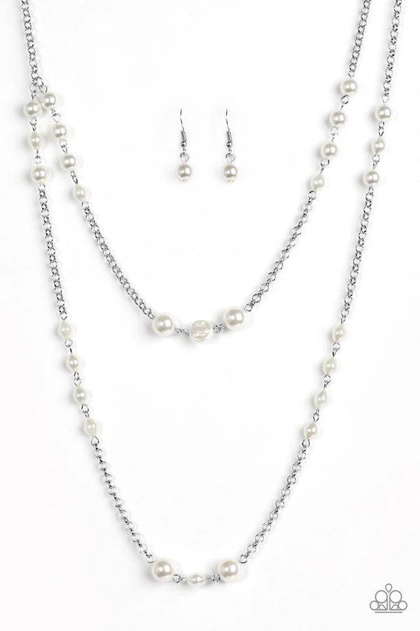 Pearl Promenade - White Trickle Pearl Duo Chain Necklace N#6826
