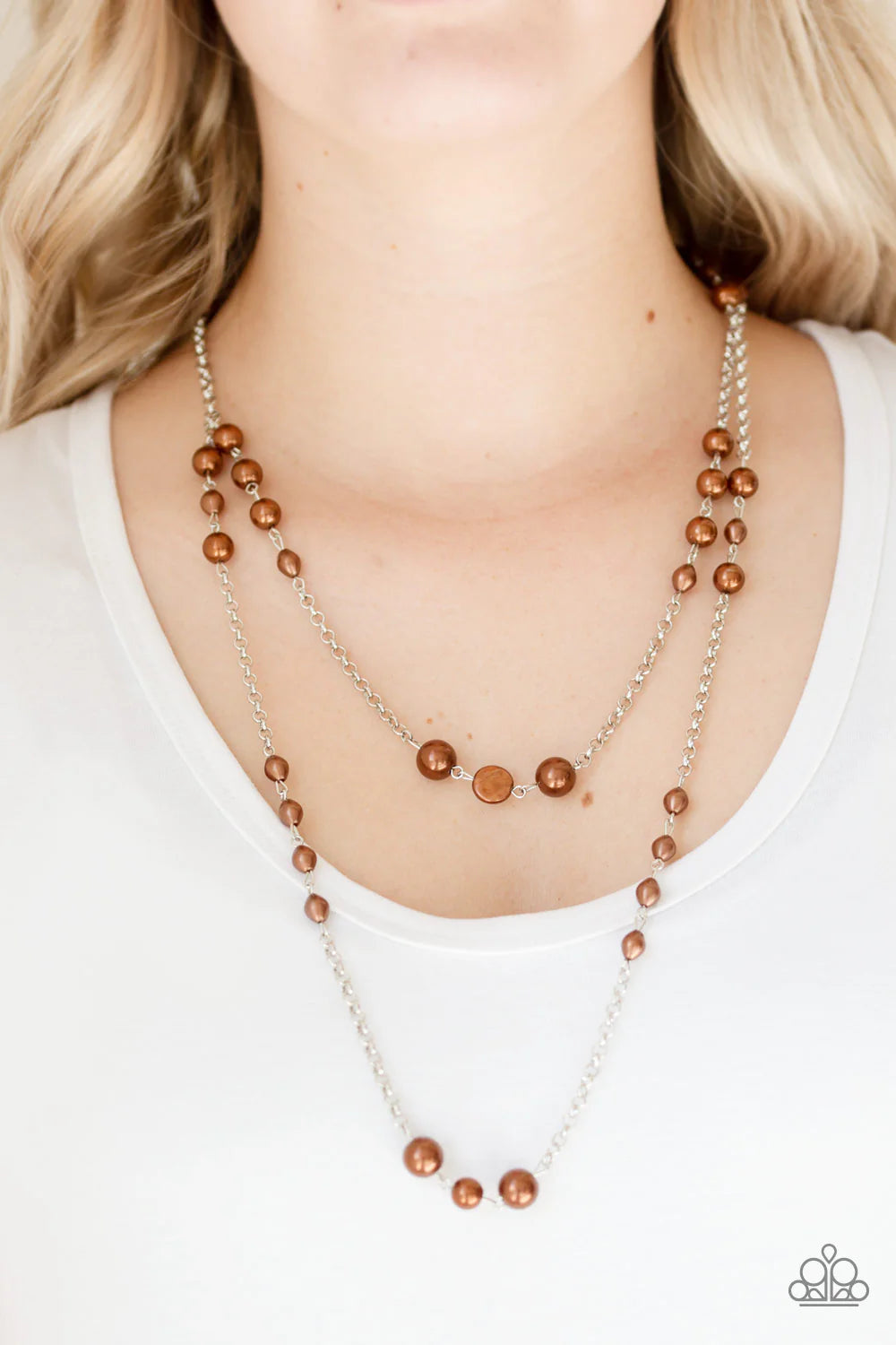 Pearl Promenade - Brown Trickle Pearl Duo Chain Necklace N#7059