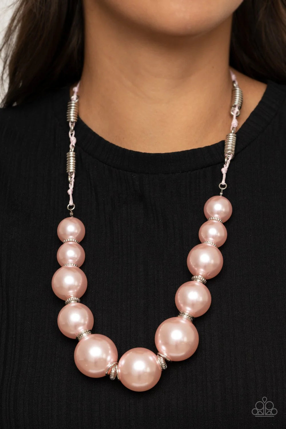 Pearly Prosperity - Oversized Pink Pearl Knotted Accent Necklace N#7054