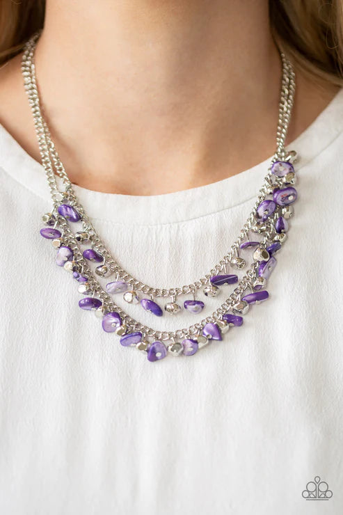 Pebble Pioneer - Purple Ombre Pebble Fringe Necklace N#3870