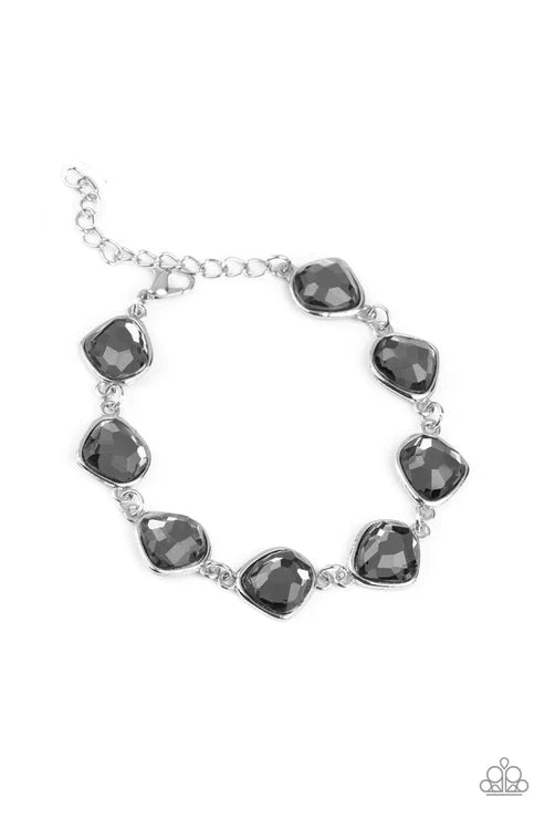 2-Piece Smoky Silver Imperfect Encrusted Link Set SET#5990