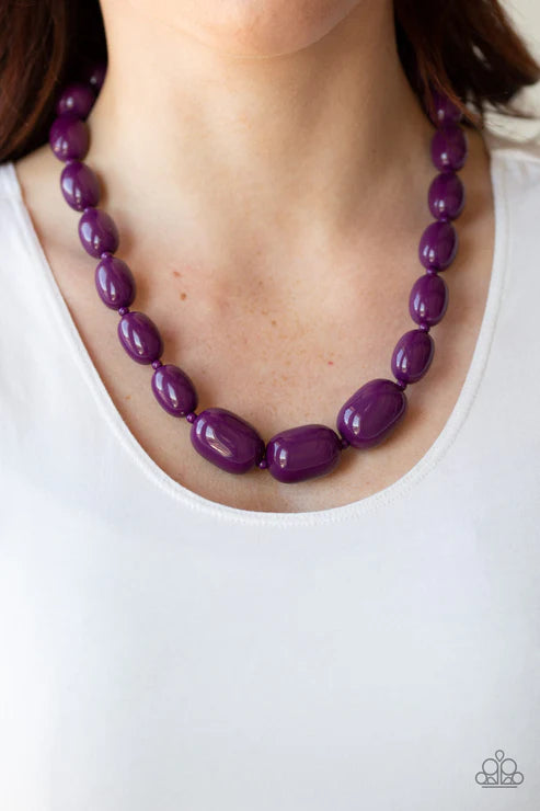 Poppin Popularity - Plum Purple Round/Oval Accent Necklace N#4584