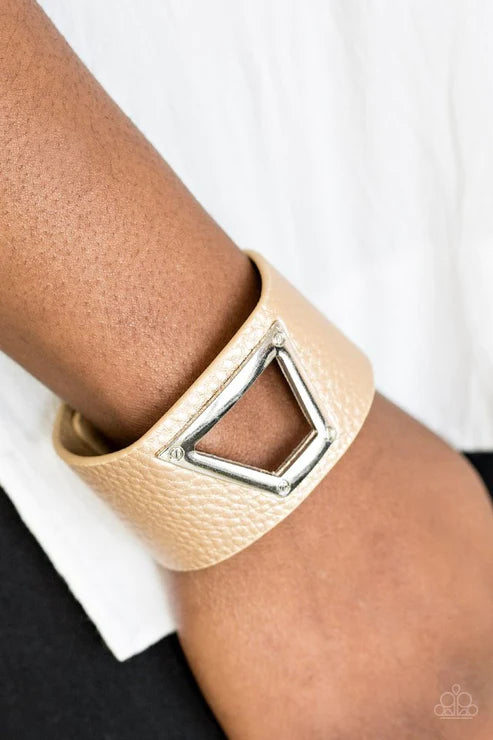 Power Play - Gold/Silver Abstract Skin to Peek Metallic Shimmer Leather Bracelet B#4191